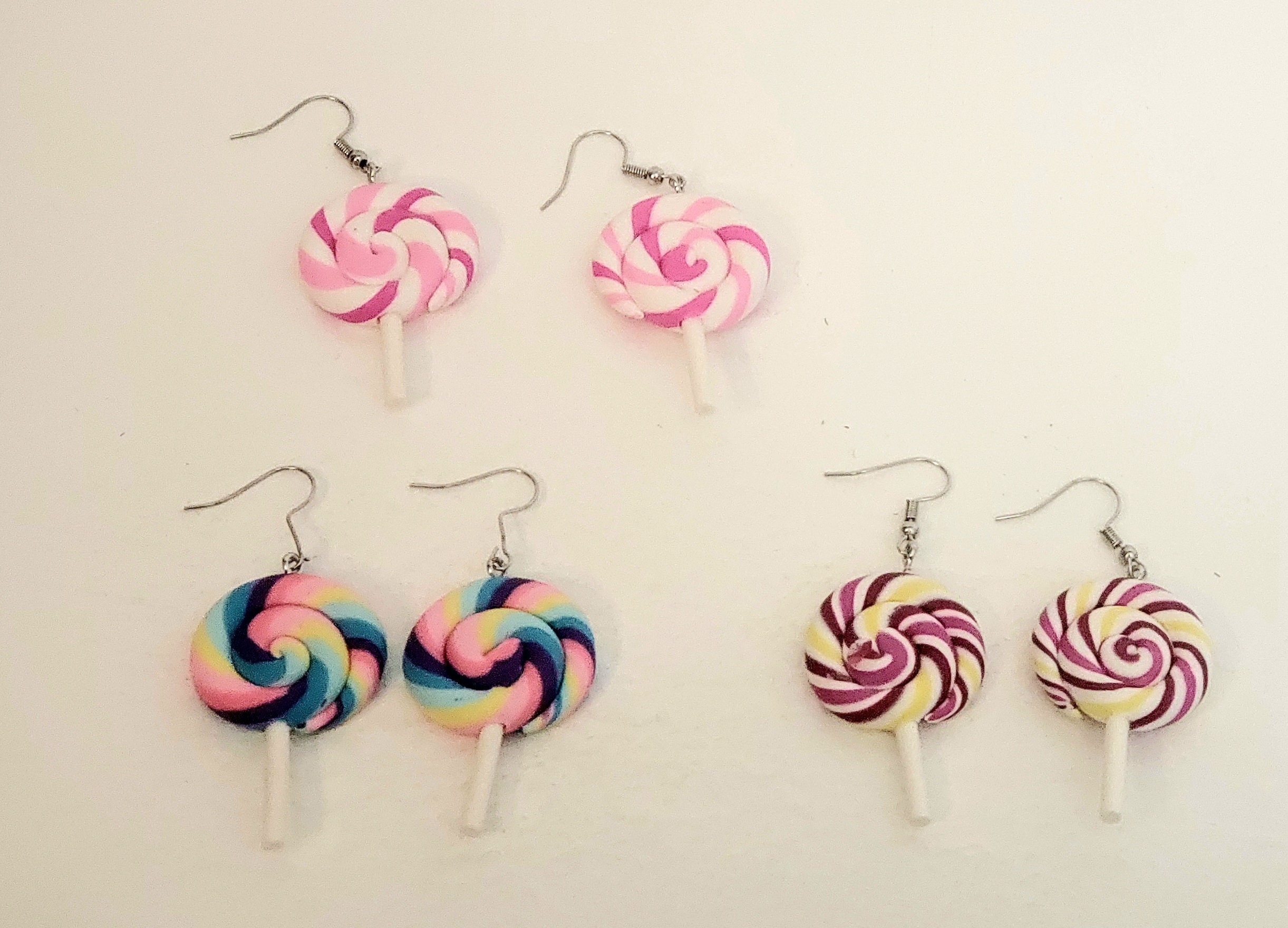 Lollipop earrings multicolored lollipops colored gourmet Etsy