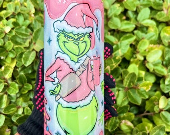 Pink Grinchmas Tumbler/double wall insulated