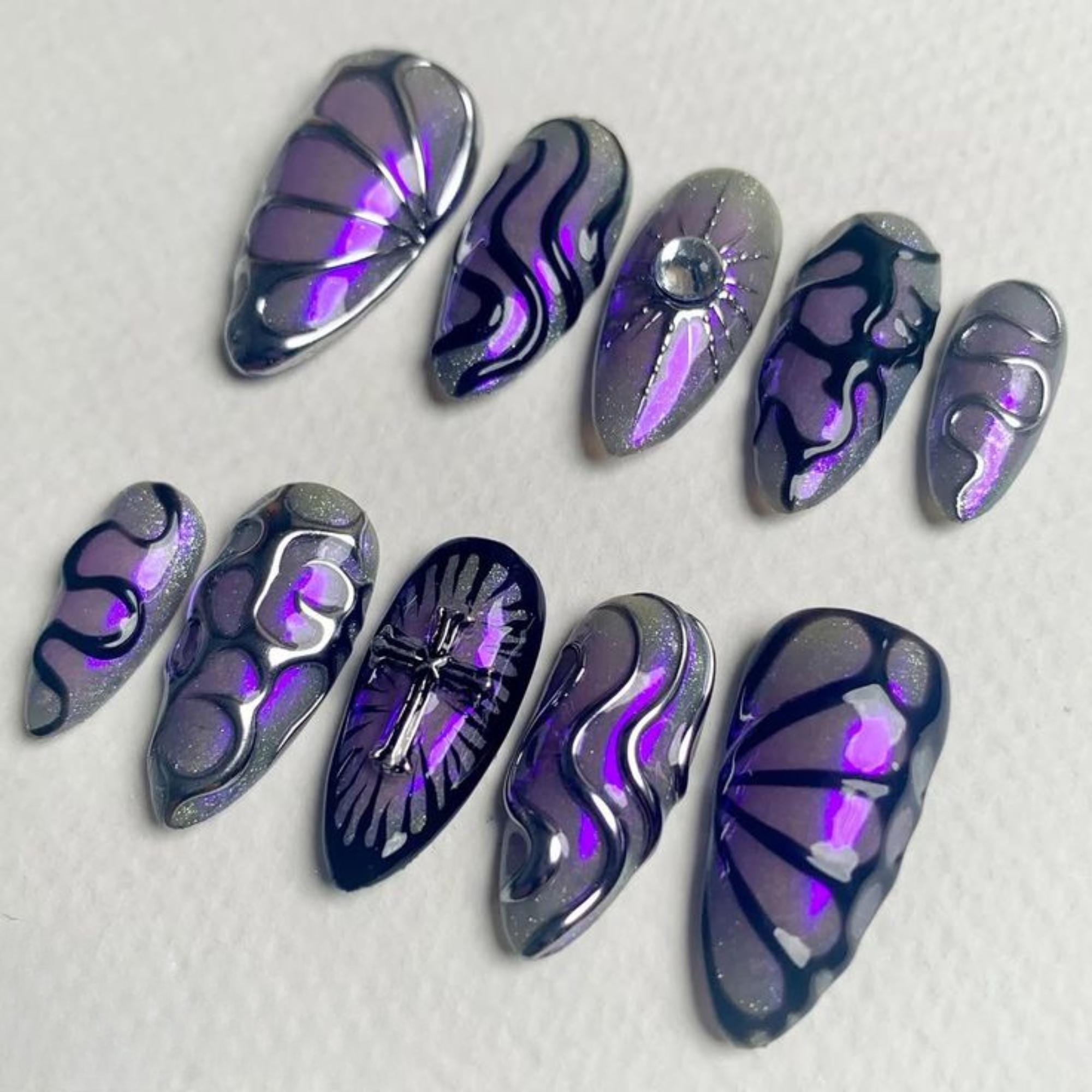 Bold 2025 Futuristic 3D Nail Design