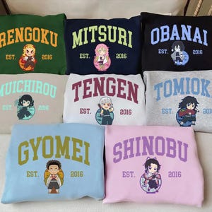 Colección de sudaderas de anime chibi: sudaderas de anime elegantes y acogedoras con personajes de Hashira de Kimetsu no Yaiba PSN385-393