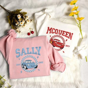 Embroidered Cars McQueen & Friends  Sweatshirt, Cartoon Sweatshirts, Custom Cars Character Movie, Trending Shirt, Gift For Her ESA275-277.C