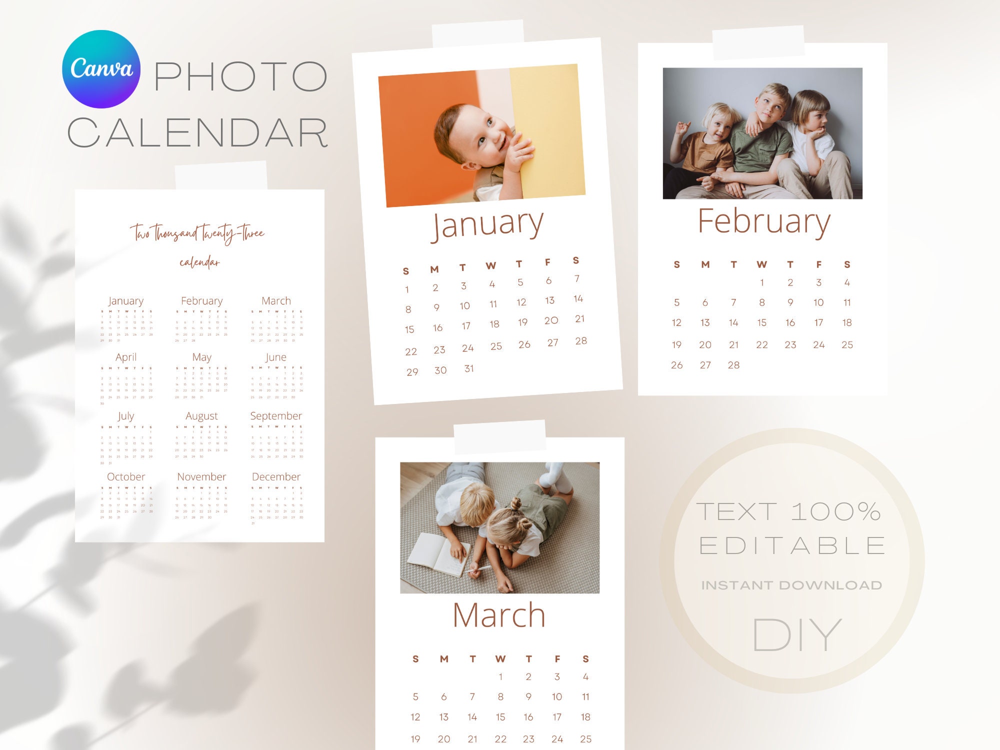 2023 Editable Photo Calendar 2023 Printable Calendar Digital Diy 2023 Editable Photo Calendar 2023 Printable Calendar Digital Diy