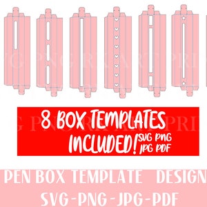 Paquete de plantillas de Pen Box SVG, Plantilla de Pen Box, Paquete de bolígrafo epoxi de Pen Box personalizado, Inkjoy Pen box display svg, Archivo de corte de Pen Box personalizable,