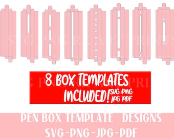 Pen Box template bundle SVG, Pen Box Template, Custom Pen Box epoxy pen package, Inkjoy Pen box display svg, Customizable Pen Box Cut File,