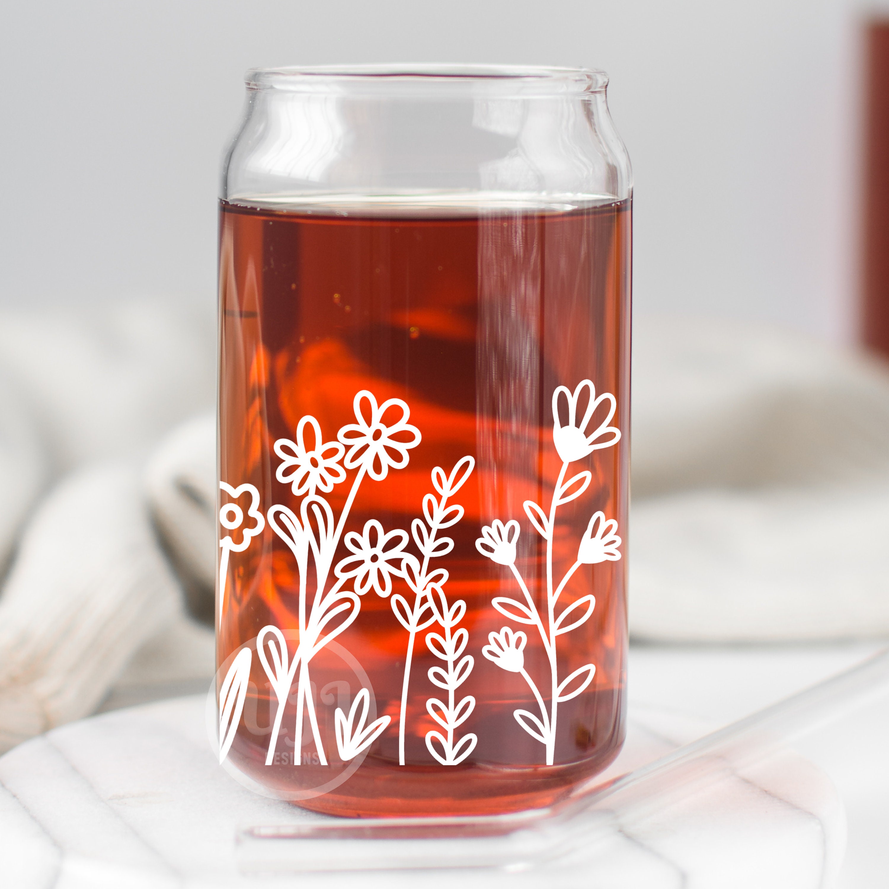 16oz Wildflower Libbey Glass Can Svg, Wildflower Glass Can Wrap Svg ...