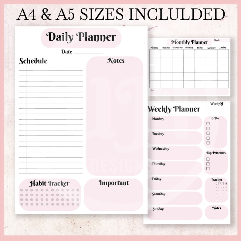 Daily Planner, Weekly Planner, Monthly Planner, Printable Planner ...