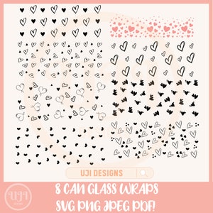 Heart Bundle svg, 16oz Glass Can svg, Libbey Glass Can Wrap, svg Files for Cricut, Valentines day svg, Glassware svg, Heart can glass wrap