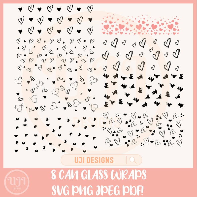 Heart Bundle svg, 16oz Glass Can svg, Libbey Glass Can Wrap, svg Files for Cricut, Valentines day svg, Glassware svg, Heart can glass wrap