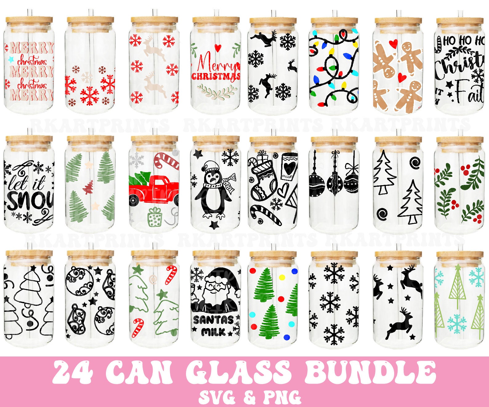 16oz Libbey Can Glass Wrap Christmas Beer Can Glass Svg - Etsy