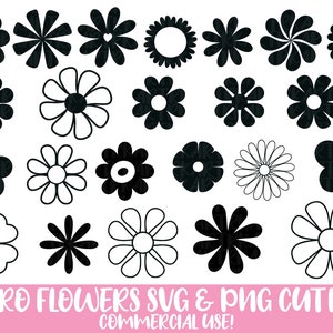 Retro Flower Shapes Svg, Flower Svg, Retro Daisy Svg, Boho Flowers Svg ...