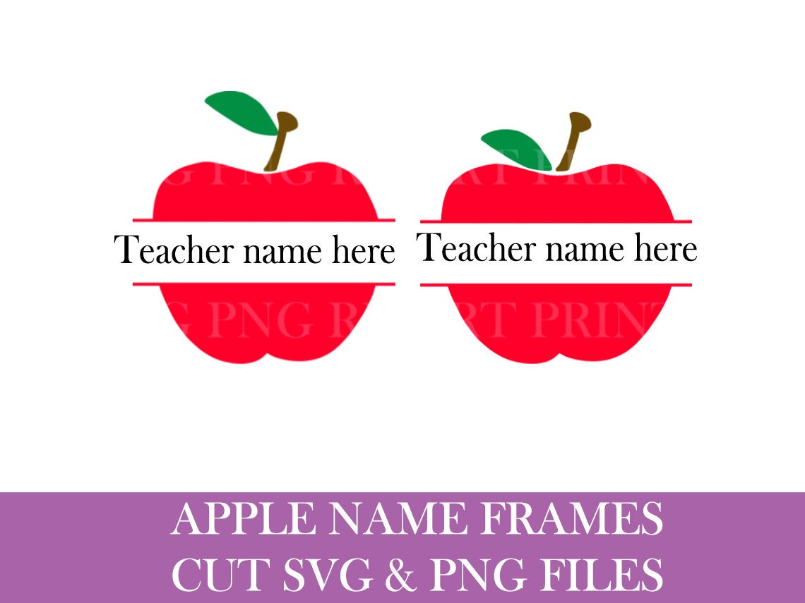 Teacher Apple SVG Apple Name Frame SVG Teacher SVG name | Etsy