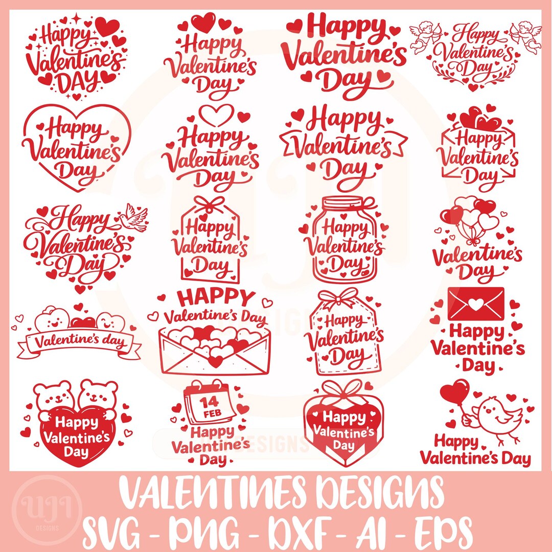 Happy Valentines Day SVG Bundle, Love Cut Files for Cricut Silhouette ...
