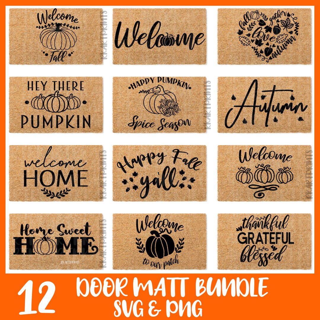 Fall Doormat Svg Bundle Thanksgiving Door Mat Svg Autumn Etsy