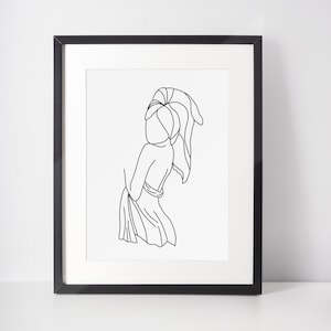 One Line Drawing, towel on head, Woman One line Art | Abstract Line Woman Wall Print | Wall art Print , bathroom decor, bedroom wall Prints