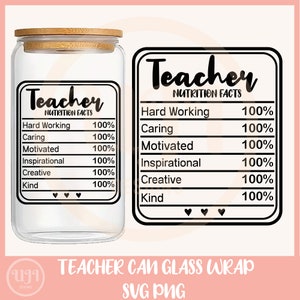 Enseignant 16oz Libbey Glass Can svg, Valeurs nutritives svg, Beer Can glass svg, Citation de l’enseignant svg, Enseignant SVG, Semaine d’appréciation de l’enseignant svg