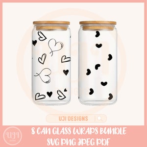 Heart Bundle svg, 16oz Glass Can svg, Libbey Glass Can Wrap, svg Files for Cricut, Valentines day svg, Glassware svg, Heart can glass wrap