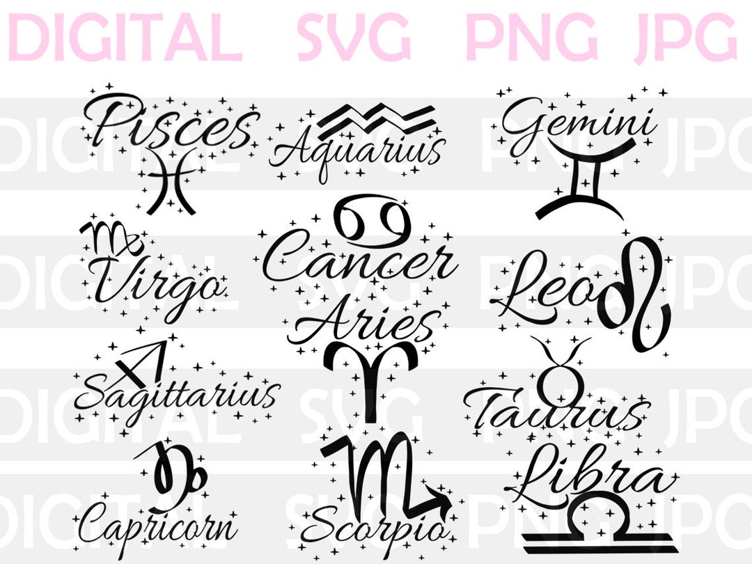 Zodiac SVG Zodiac Signs Bundle SVG Zodiac Start Signs Name - Etsy UK