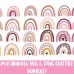 Rainbow SVG Bundle, Boho Rainbow SVG, Rainbow Clipart, Svg Files For Cricut, Pastel Rainbow Svg, Silhouette Digital Download, Vector svg