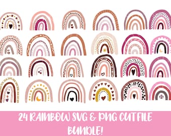 Boho Rainbow SVG, Rainbow Svg, handgetekende Rainbow SVG, pastel Rainbow Svg, Rainbow Cricut-bestand, Rainbow Vector, Rainbow bundel Svg, Svg, png