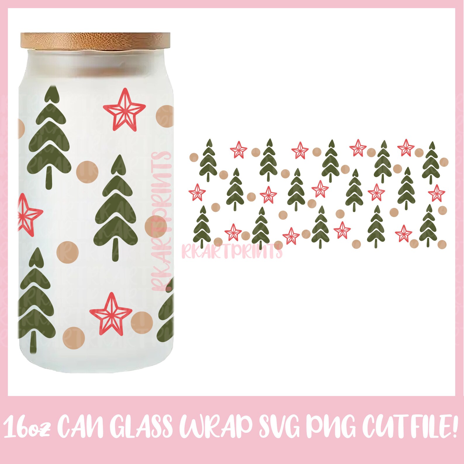 Christmas Can Glass Bundle Svg, Christmas Glass Wrap Svg, 16oz Libbey ...
