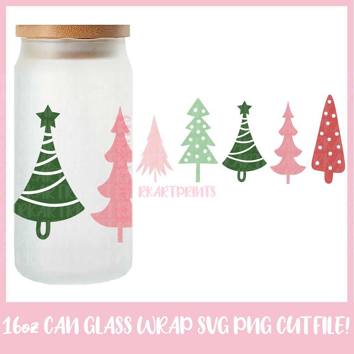 Christmas Can Glass Bundle Svg, Christmas Glass Wrap Svg, 16oz Libbey ...