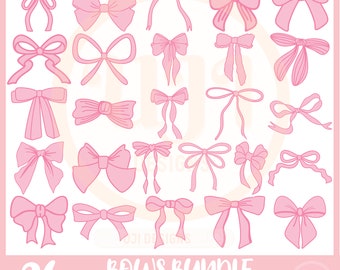 Pink bows png, Coquette bow png, Ribbon Bow svg, Ribbon Svg, Pastel Pink Watercolor Bows, Coquette Aesthetic Png, Bow Sublimation png