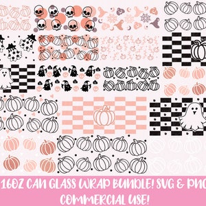 Halloween Can Glass Svg Bundle, 16oz Libbey Full Wrap Svg, Halloween Svg, Coffee Glass Wrap, Can Glass Svg, File For Cricut, Libbey Template