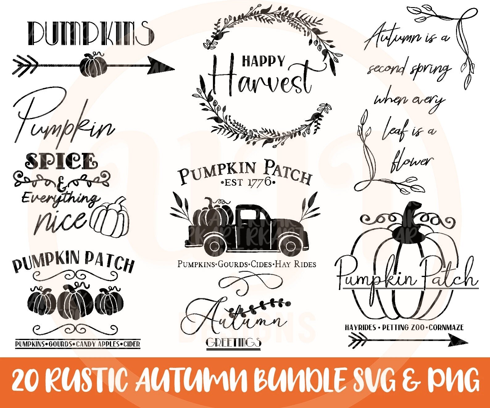 Rustic Fall Svg Bundle, Farmhouse Fall Svg, Pumpkin Patch Svg, Autumn ...