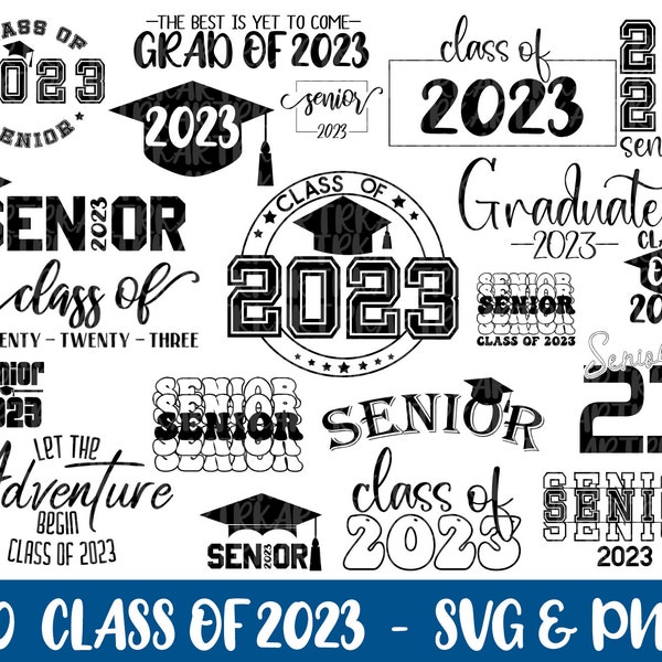 Pacchetto di laurea detti in formato SVG, Classe del 2023 in formato SVG, Senior 2023 in formato SVG, Senior in formato SVG, Classe di 23 in formato SVG, Camicia di laurea in formato SVG, College in formato SVG,