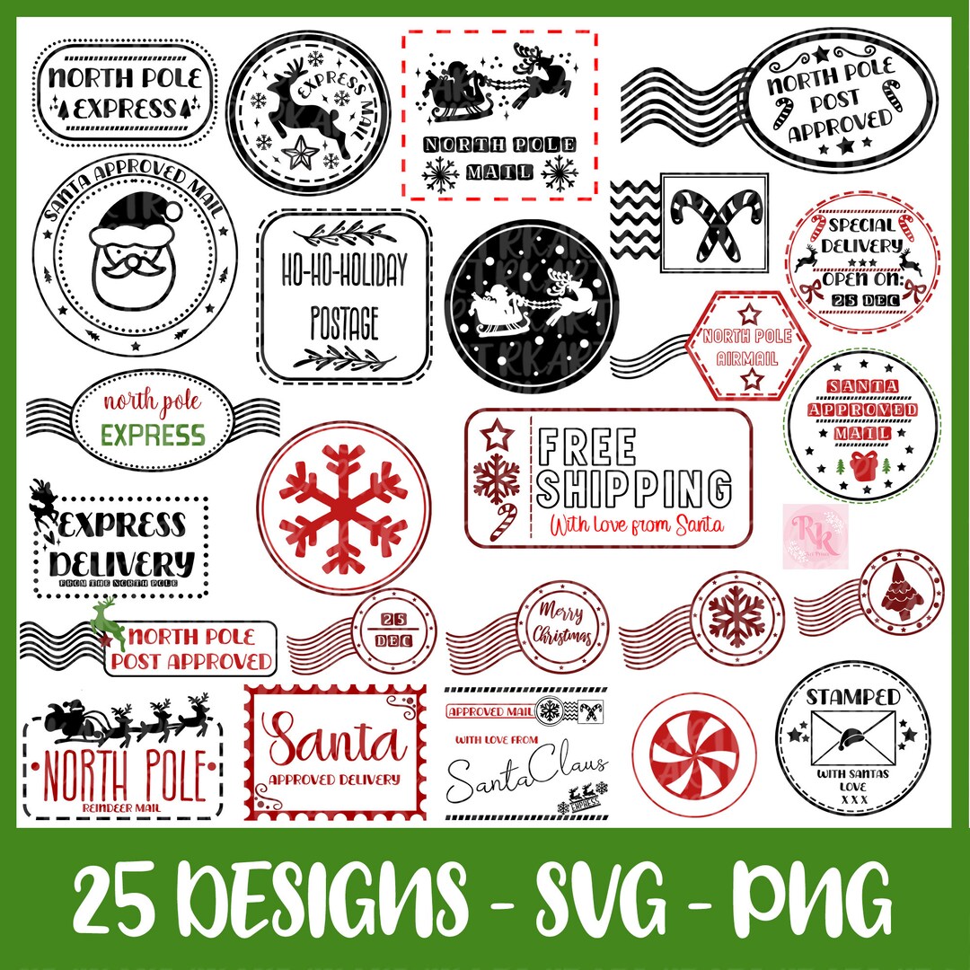 Timbres du pôle Nord SVG timbres de Noël SVG courrier du Etsy France