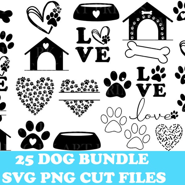 Dog svg, Paw print svg, Pet Paw SVG, Dog Lover svg Print, Animal Paw svg, Puppy svg, Heart Paw print, Dog bone svg, Dog House svg, cat svg