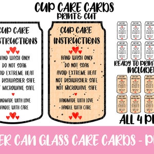 Libbey Glass Can Cup Care Png, Cup Care cards png, Beer can glass png, Ready to Print and Cut Png Files, Printable care cards png