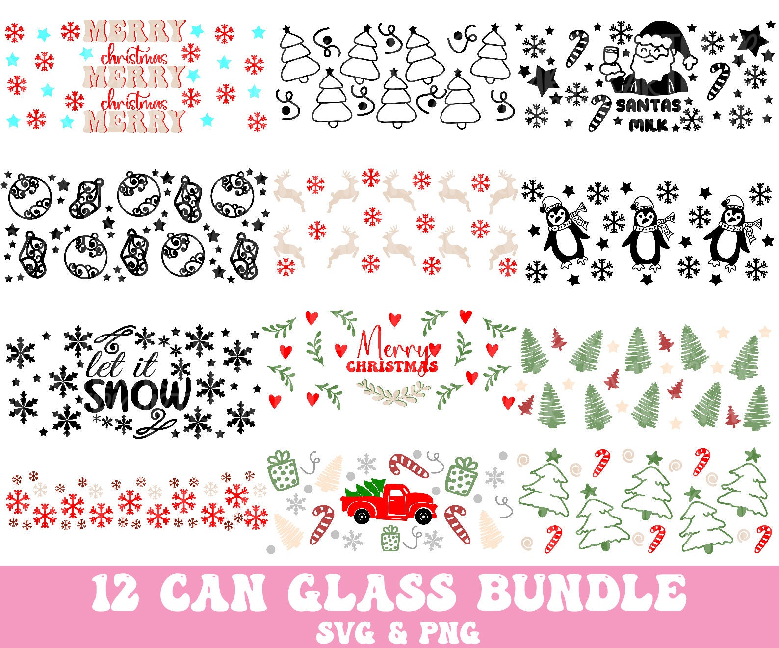 16oz Libbey Can Glass Wrap Christmas Beer Can Glass Svg - Etsy