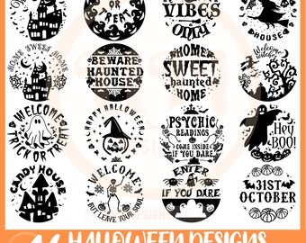 Halloween svg Bundle, rundes Zeichen svg, Halloween Png, rundes Halloween-Zeichen svg, Halloween-designs, Halloween Türhänger svg, Türschild svg,