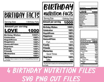 Birthday nutrition facts svg,Nutrition facts svg, Birthday svg, Nutrition svg, Birthday facts clipart, Birthday party label svg cricut file