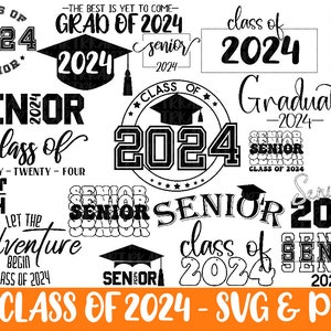 Klasse van 2024 SVG bundel, senior 2024 SVG, senior SVG, klasse van 24 SVG, afstuderen shirt SVG, Grad SVG, afstuderen zeggen SVG PNG, College