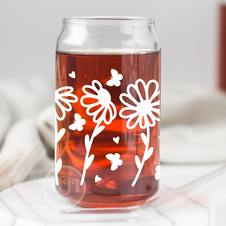 16oz Wildflower Libbey Glass Can Svg, Wildflower Glass Can Wrap Svg ...