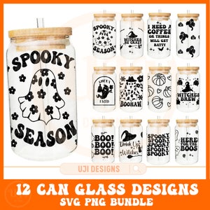 16oz Can Glass Wrap Bundle, Halloween Can Glass Wrap svg, 16oz libbey glass, Halloween Sublimation, Halloween SVG,Cute Halloween PNG