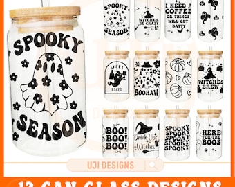 16oz Can Glass Wrap Bundle, Halloween Can Glass Wrap svg, 16oz libbey glass, Halloween Sublimation, Halloween SVG,Cute Halloween PNG