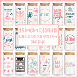 Mama Glass Dose SVG Bundle, Mama Glass Can Wrap SVG, Libbey 16 Unzen Dose SVG Png, Kaffeedose Wrap, Muttertag SVG Bundle, Vollverpackung, Sublimation