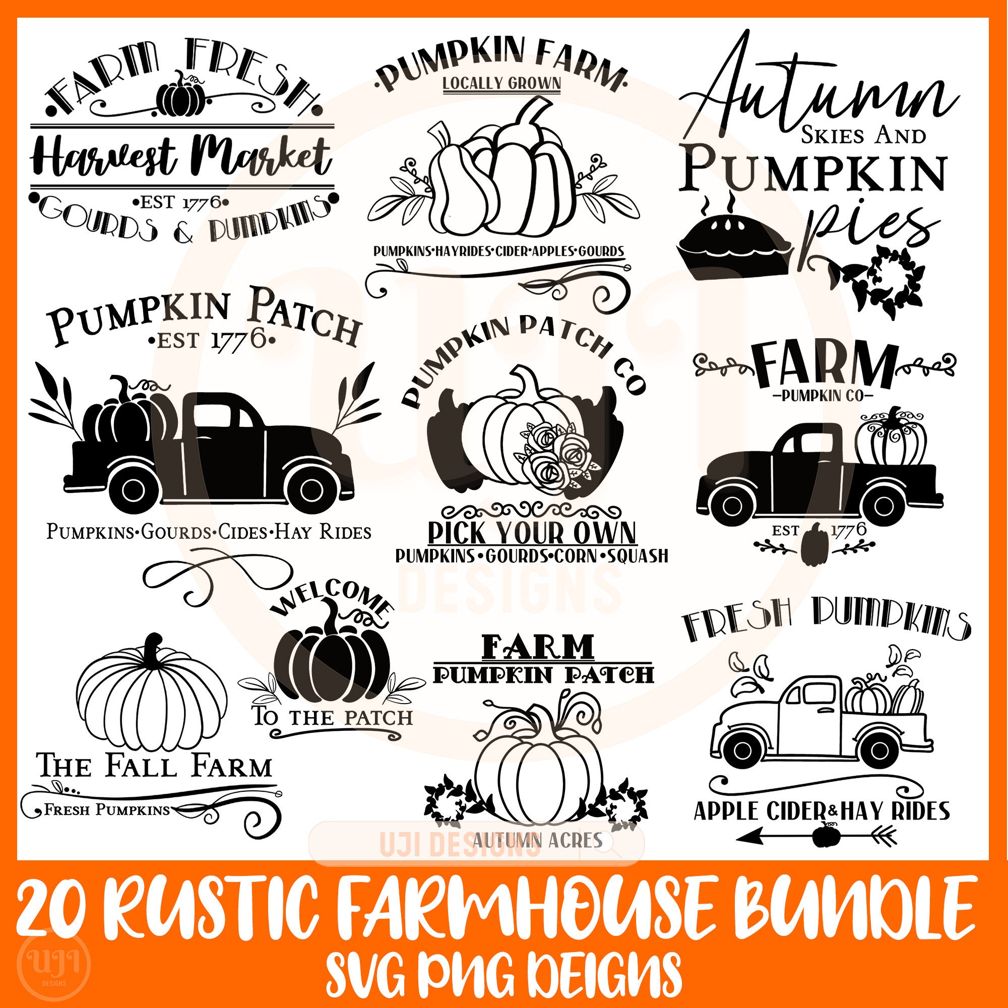 Rustic Farmhouse Fall Svg Bundle, Fall Svg, Pumpkin Patch Svg, Autumn ...