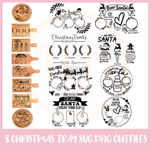 Snijplanken bundel SVG, Dear Santa Tray SVG-bundel, Christmas SVG, Santa Tray SVG, Santa Plate SVG, snijplank SVG, kerstbundel