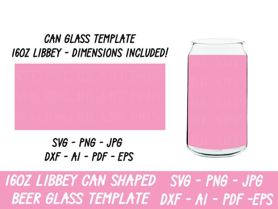 16oz Libbey Glass Can Full Wrap - Digital Download SVG Files For Cricut -  Silhouette - Wrap Template - Glass cup can Template