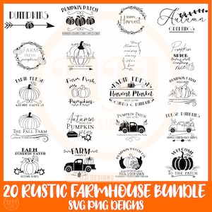 Farmhouse fall svg, Rustic Farmhouse svg Bundle,  Pumpkin patch svg, Autumn Fall SVG, Welcome fall sign svg, Farmers Market svg, Fall Bundle