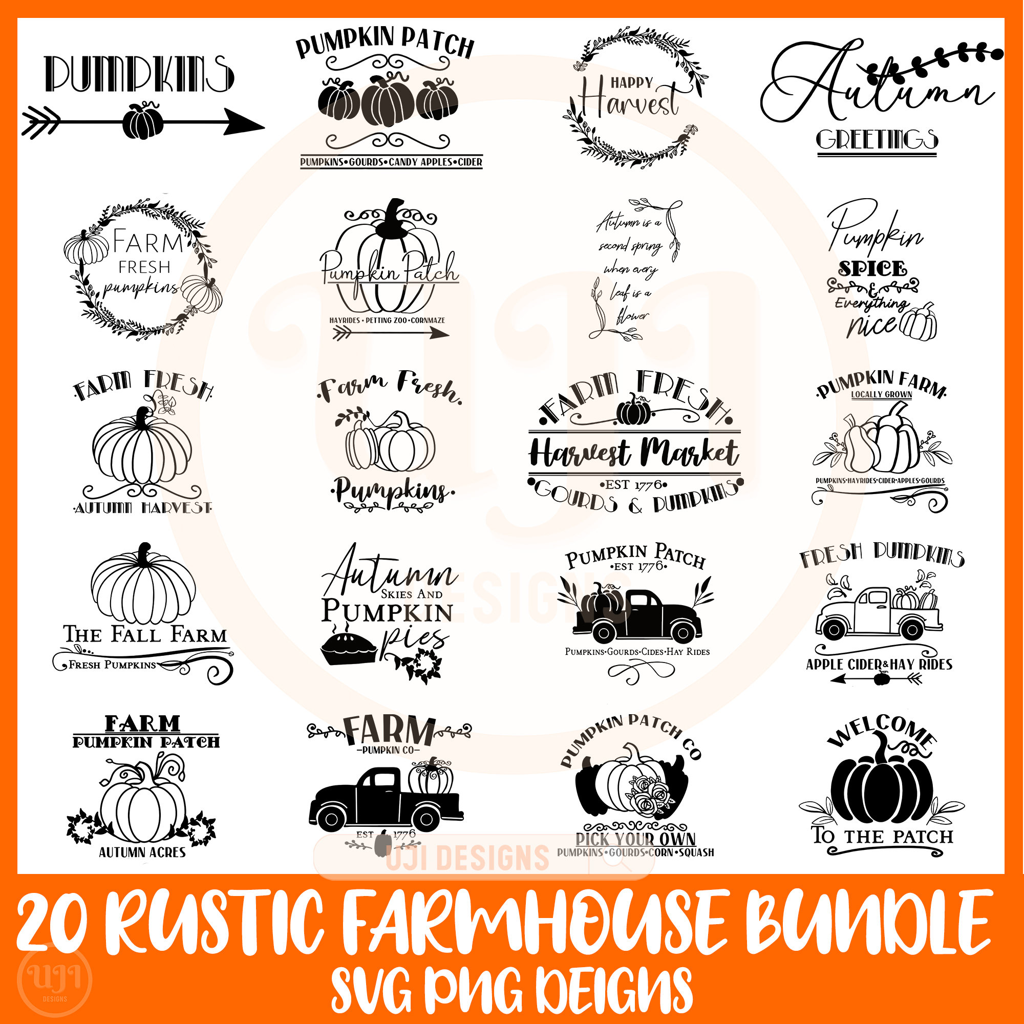 Rustic Farmhouse Fall Svg Bundle, Fall Svg, Pumpkin Patch Svg, Autumn ...