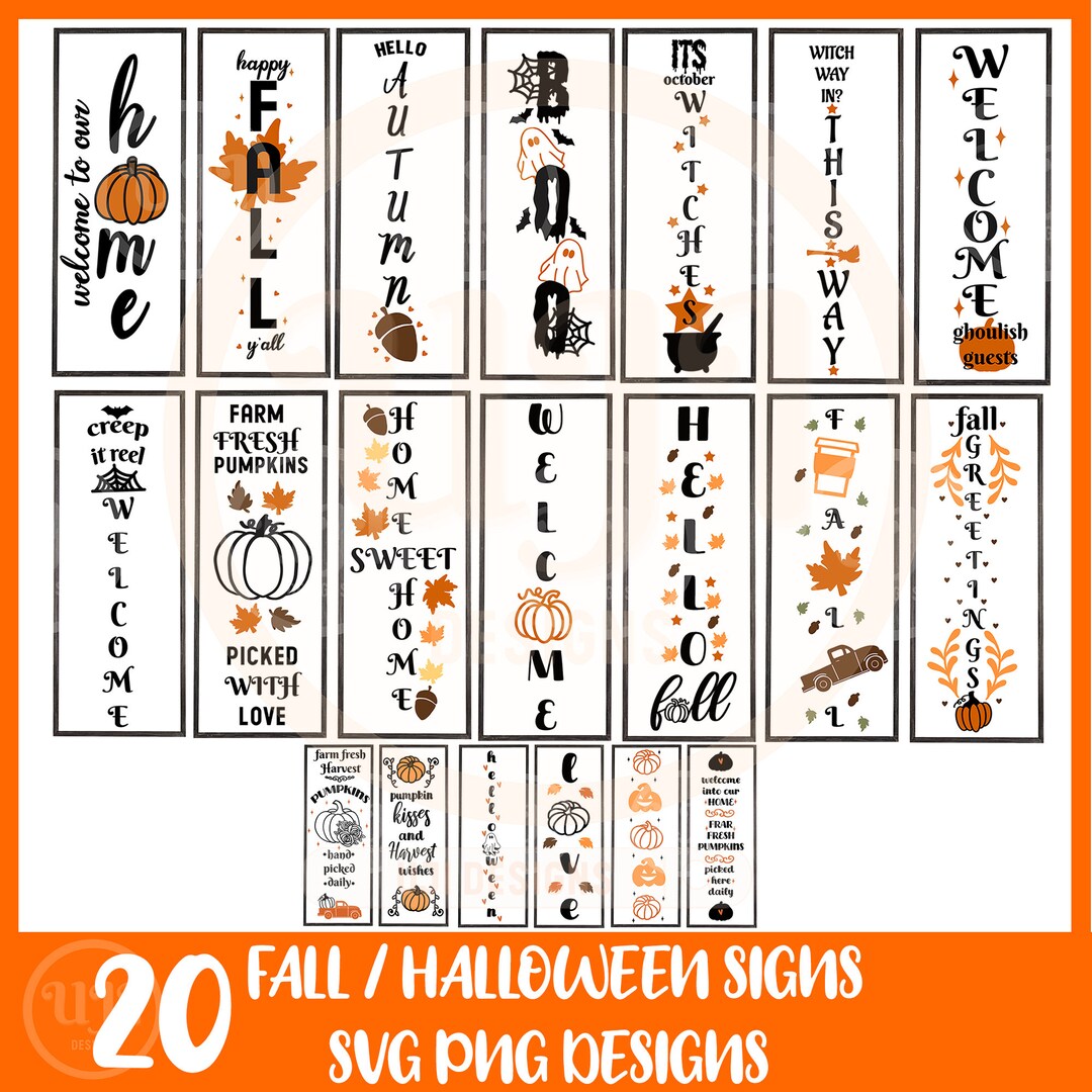 Halloween Porch Sign SVG, Autumn Porch Signs, Welcome Signs SVG Bundle ...