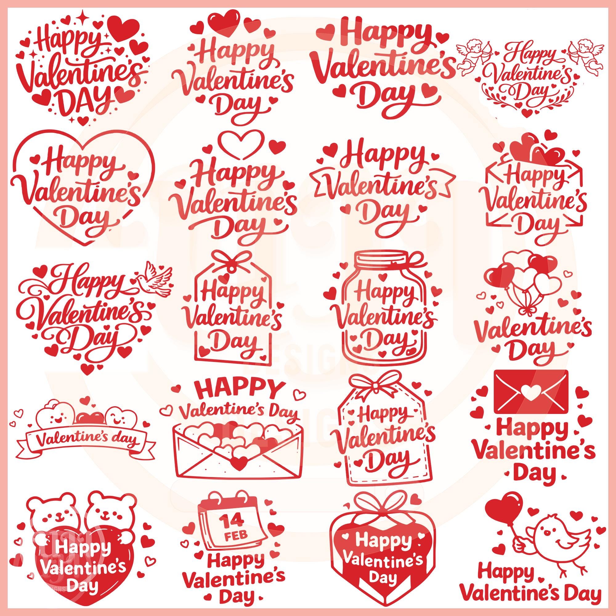 Happy Valentines Day SVG Bundle, Love Cut Files for Cricut Silhouette ...