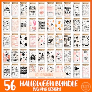 Bundle SVG Libbey d'Halloween, 16 oz, emballage de tasse d'Halloween, lot d'emballages de tasse en verre effrayant, Svg de verres, fichiers pour Cricut,