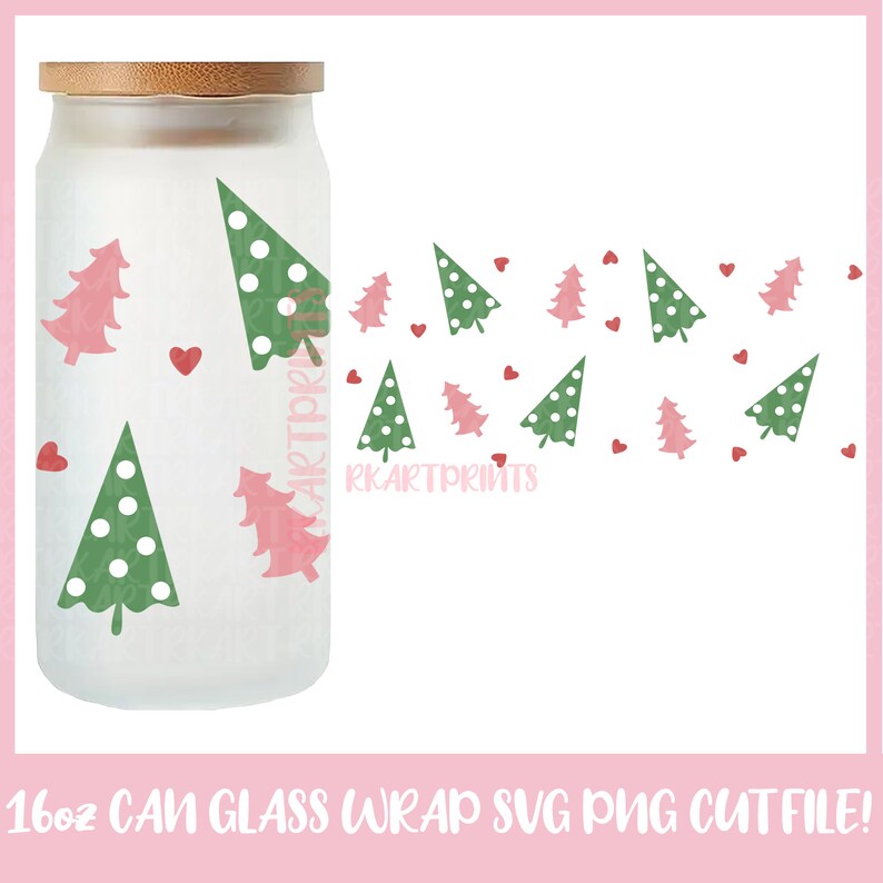 Christmas Can Glass Bundle Svg, Christmas Glass Wrap Svg, 16oz Libbey ...