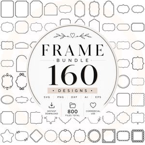 Label Frame SVG Bundle, 160 Decorative Label Frames , SVG PNG dxf ai eps Files,  Commercial Use Digital Download